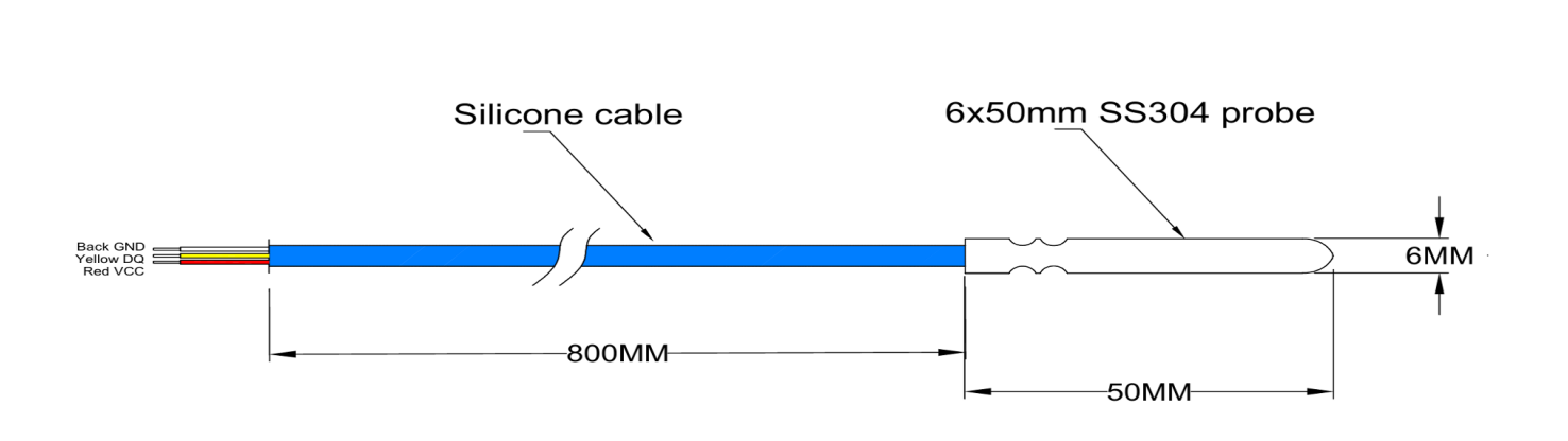Sensor de temperatura impermeable «DS18B20» con cable de silicona