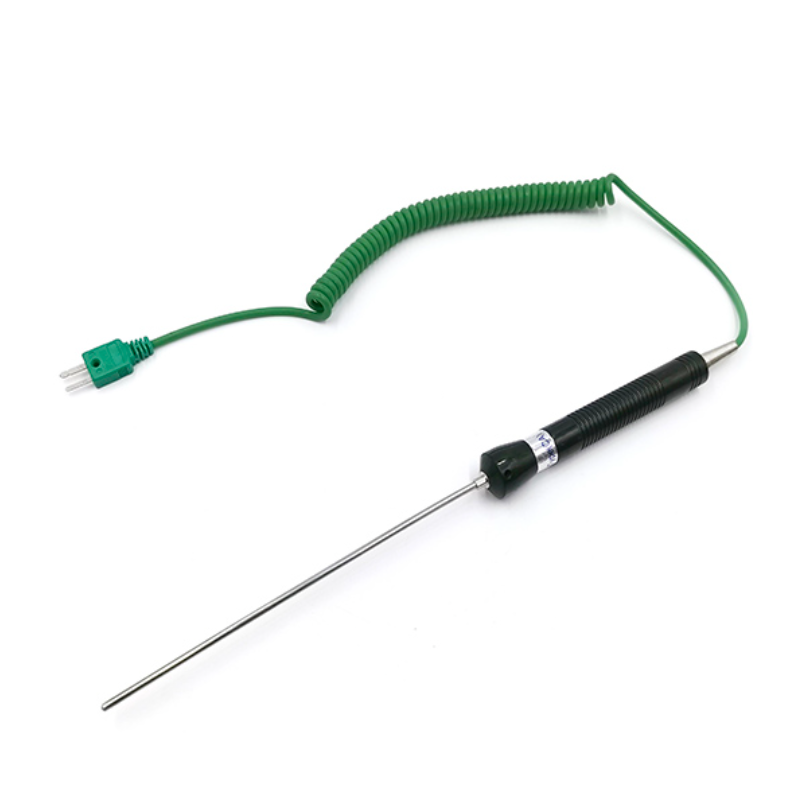 Sonda de termopar tipo K con cable en espiral para termómetros digitales