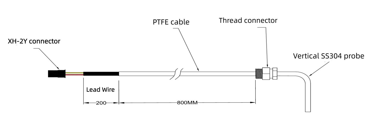 Sensor de temperatura RTD PT100 — 2 hilos, Carcasa roscada vertical