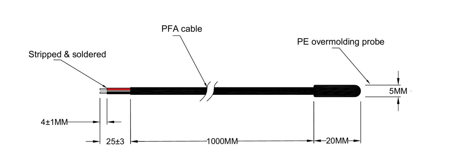 Sensor de temperatura con termistor NTC 10kΩ — Cable aislado