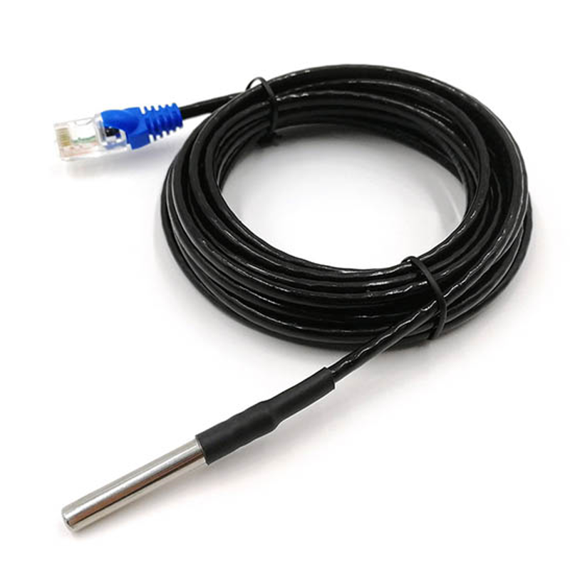 Sensor digital de temperatura DS18B20 — Interfaz 1-Wire, Impermeable, Conector RJ45