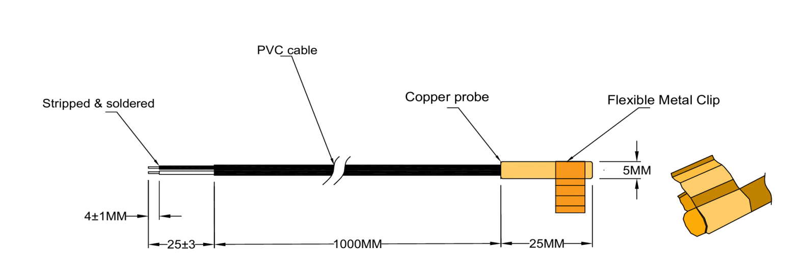 Sensor de temperatura con termistor NTC 5kΩ — Sistemas HVAC, Sonda de cobre