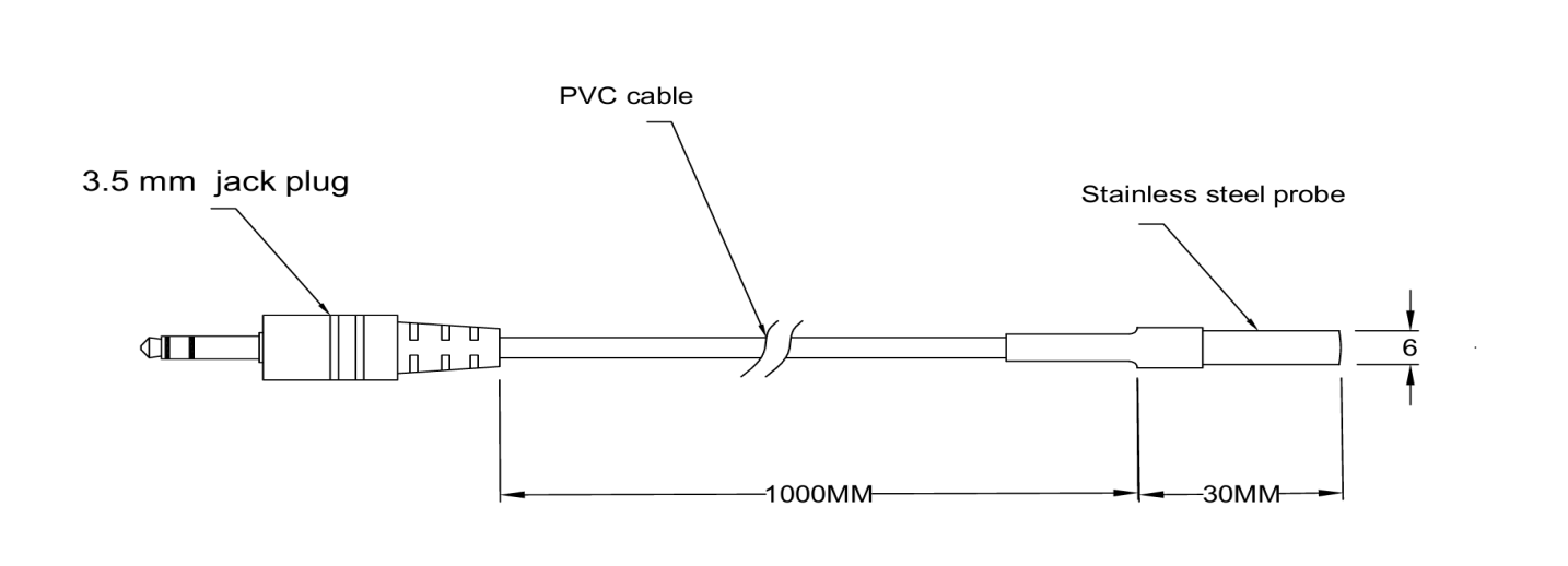 Sensor de temperatura con termistor NTC 10kΩ — Carcasa SS304, Conector jack 3.5mm