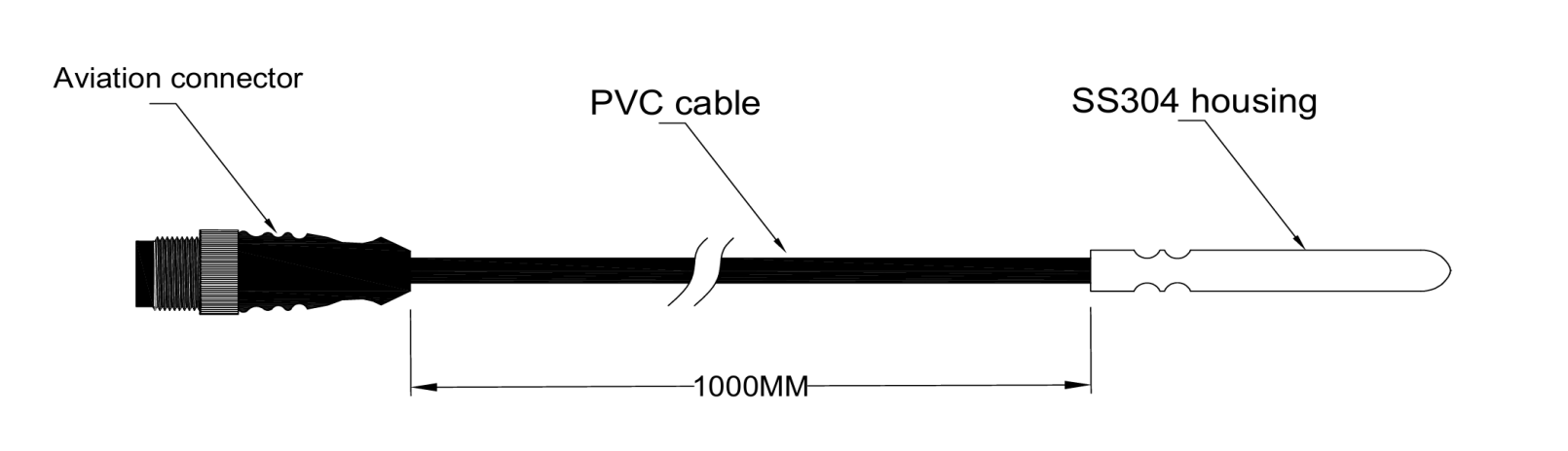 PT1000 Sensor de temperatura con conector aeronáutico